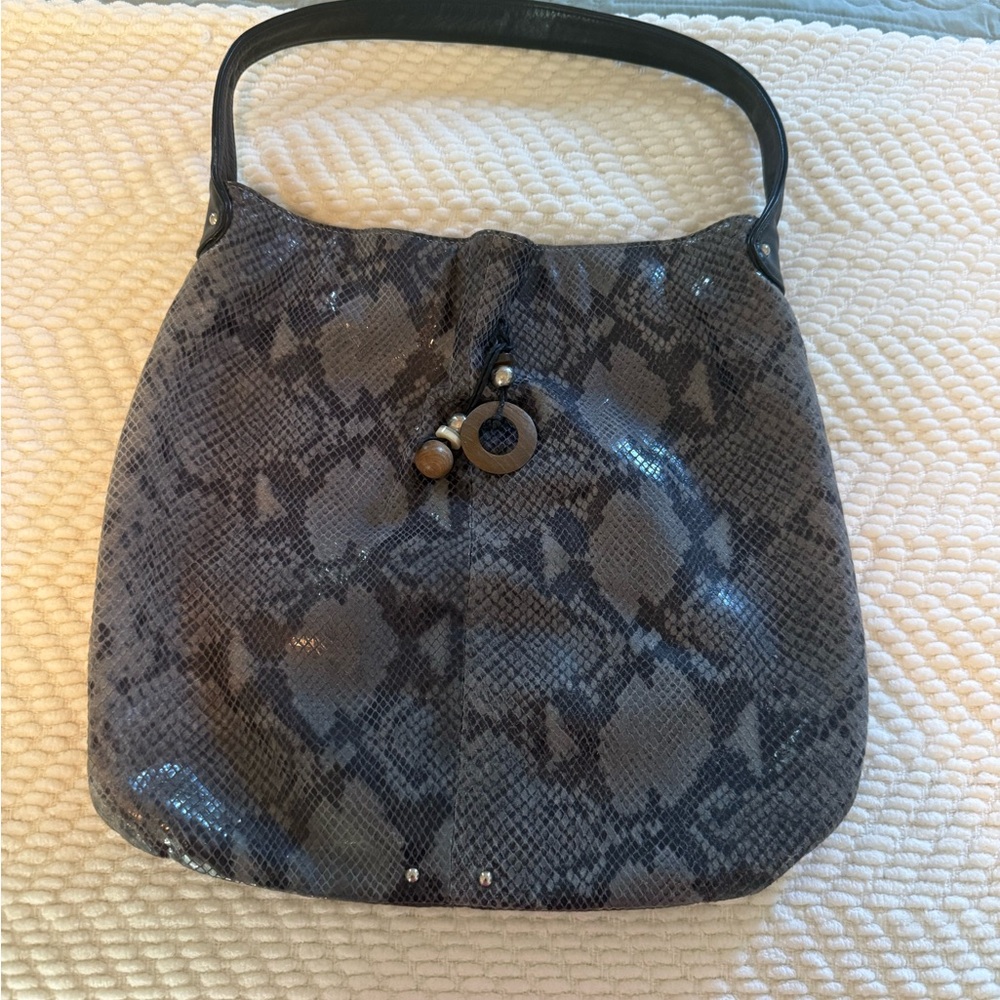 Gray Snake Print Women's Bag